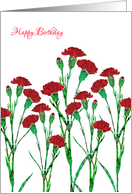 Business - Happy Birthday with Stylized Red Carnation, Floral Design, card