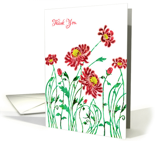 Business -Thank You with Stylized Chrysanthemum, Floral Design card