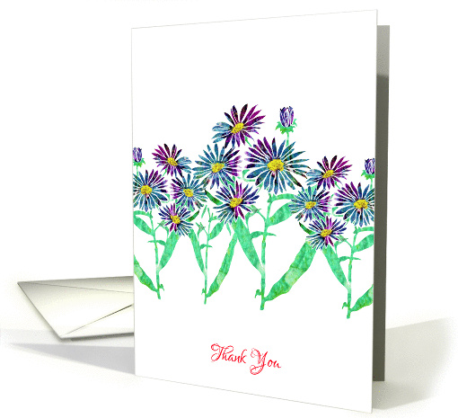 Thank You with Colorful Stylized Aster Flowers, Floral Design card