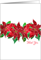 Thank You with Stylized Red Poinsettia, Elegant Floral Design, card