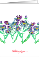 Thinking of You with Colorful Stylized Aster , Elegant Floral Design card