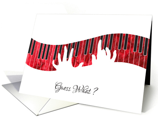 Piano Recital Invitation with Stylized Red Piano, Guess What? card