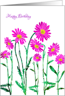 April Birthday with Stylized Pink Daisy, Elegant Floral Design card