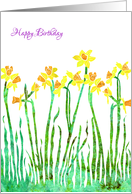 March Birthday with Stylized Yellow Daffodil, Elegant Floral Design card