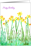 Business - Happy Birthday with Stylized Yellow Daffodil, Floral Design card