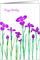 Business - Happy Birthday with Stylized Purple Iris, Floral Design card