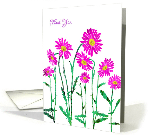 Thank You with Stylized Pink Daisy, Floral Design card (1337620)