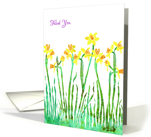 Thank You with Stylized Yellow Daffodil, Floral Design card (1337626)