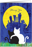 Miss You with Hugging Cats in the Moonlight card