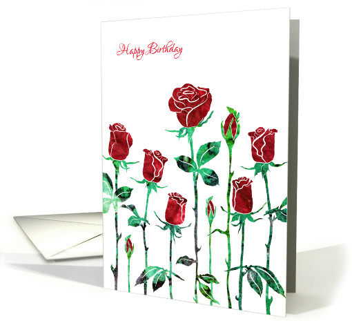 June Birthday with Stylized Red Rose, Floral Design card (1340476)
