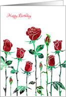 June Birthday with Stylized Red Rose, Floral Design card