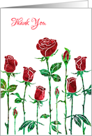 Thank You with Stylized Red Rose, Floral Design card