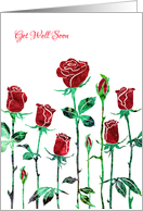 Get Well Soon with Stylized Red Rose, Floral Design, Collage card