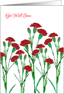 Get Well Soon with Stylized Red Carnation, Floral Design card