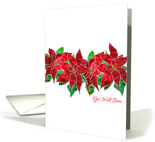 Get Well Soon with Stylized Red Poinsettia, Floral Design card