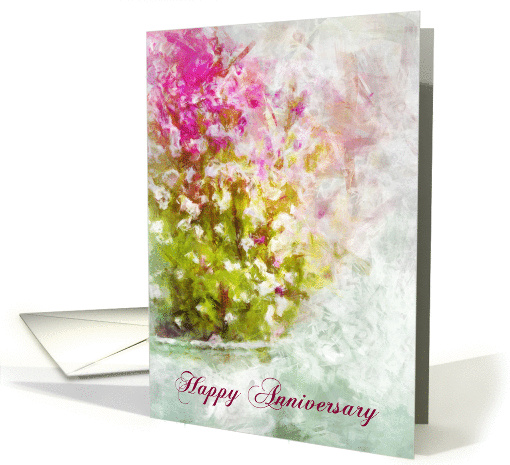 Beautiful Pink Flower in Pot Anniversary card (1295622)