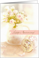 Pretty Roses in Jug Anniversary Card