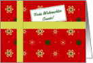 Frohe Weihnachten - For cousin (m) German language Christmas parcel card