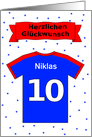 10th birthday t-shirt custom name - German language card