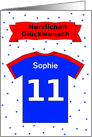11th birthday t-shirt custom name - German language card