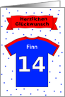 14th birthday t-shirt custom name - German language card