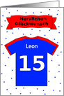 15th birthday t-shirt custom name - German language card