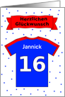 16th birthday t-shirt custom name - German language card