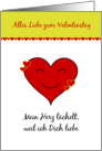 Smiling heart Valentine - German language card