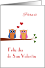 Valentine two cute owls - Spanish language card