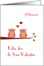 Valentine two cute pink owls - Spanish language card