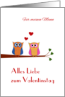 Valentine for husband two cute owls - German language card