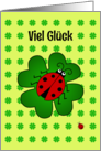 Good Luck ladybug and clover pattern - german language card