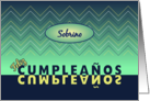 Birthday blue-green chevrons nephew - Spanish language card