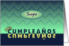 Birthday blue-green chevrons father-in-law - Spanish language card