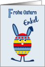 Grandson Easter egg bunny - German language card