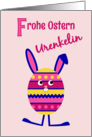Great granddaughter Easter egg bunny - German language card