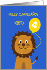 Cute birthday lion 4 grandson - spanish language card