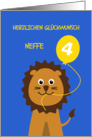 Cute 4th birthday lion nephew - german language card