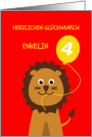 Cute 4th birthday lion granddaughter - german language card