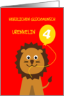 Cute 4th birthday lion great granddaughter - german language card