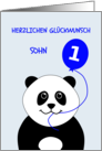 Cute 1st birthday panda son - german language card
