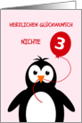 Cute 3rd birthday penguin niece - german language card