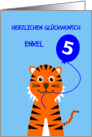 Cute 5th birthday tiger grandson - german language card