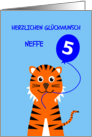 Cute 5th birthday tiger nephew - german language card