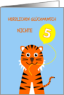 Cute 5th birthday tiger niece - german language card