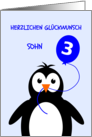 Cute 3rd birthday penguin son - german language card