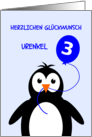 Cute 3rd birthday penguin great grandson - german language card