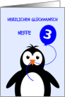 Cute 3rd birthday penguin nephew - german language card