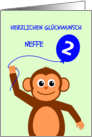 Cute 2nd birthday monkey nephew - german language card