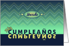 Birthday blue-green chevrons husband - Spanish language card